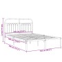 Metal bed frame with white headboard 135x190 cm by , Beds and slatted bases - Ref: Foro24-376648, Price: 100,09 €, Discount: %