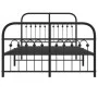 Bed frame with black metal headboard and footboard 120x190 cm by , Beds and slatted bases - Ref: Foro24-376615, Price: 125,55...