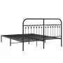 Estructura de cama con cabecero metal negro 160x200 cm de , Camas y somieres - Ref: Foro24-376603, Precio: 126,05 €, Descuent...