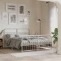 Metal bed frame with white headboard and footboard 150x200 cm by , Beds and slatted bases - Ref: Foro24-376669, Price: 153,62...