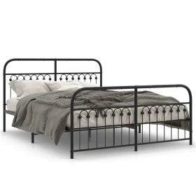 Bed frame with black metal headboard and footboard 150x200 cm by , Beds and slatted bases - Ref: Foro24-376620, Price: 153,62...