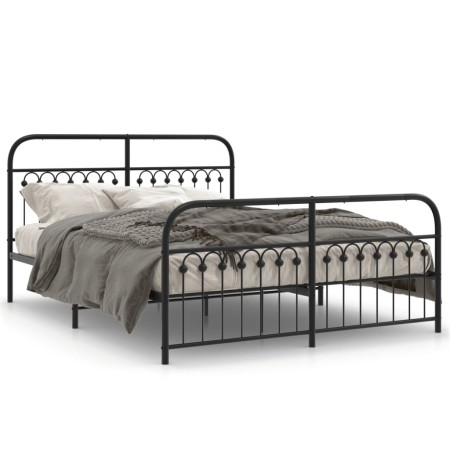 Bed frame with black metal headboard and footboard 150x200 cm by , Beds and slatted bases - Ref: Foro24-376620, Price: 156,07...