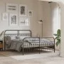 Estructura de cama cabecero y estribo metal negro 150x200 cm de , Camas y somieres - Ref: Foro24-376620, Precio: 153,60 €, De...
