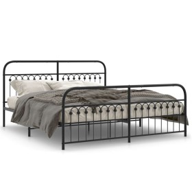 Bed frame with black metal headboard and footboard 183x203 cm by , Beds and slatted bases - Ref: Foro24-376622, Price: 164,74...