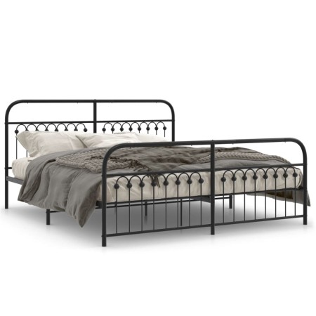 Bed frame with black metal headboard and footboard 183x203 cm by , Beds and slatted bases - Ref: Foro24-376622, Price: 164,74...