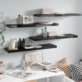 Floating wall shelves 4 pcs black gloss MDF 90x23.5x3.8cm by vidaXL, Shelves and shelves - Ref: Foro24-323777, Price: 71,79 €...