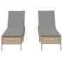 Liegestühle mit Kissen, 2 Stück, aus synthetischem Rattan in Beige. von , Liegen - Ref: Foro24-3261590, Preis: 301,01 €, Raba...