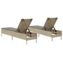 Liegestühle mit Kissen, 2 Stück, aus synthetischem Rattan in Beige. von , Liegen - Ref: Foro24-3261590, Preis: 295,24 €, Raba...
