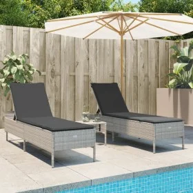 Tumbonas con cojines 2 unidades ratán sintético gris claro by , Loungers - Ref: Foro24-3261592, Price: 299,29 €, Discount: %