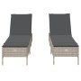 Liegestühle mit Kissen, 2 Stück, aus hellem grauem Kunststoff-Rattan. von , Liegen - Ref: Foro24-3261592, Preis: 306,55 €, Ra...