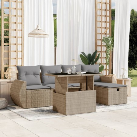 Gartensofa-Set mit 6-teiligen Kissen aus synthetischem Rattan in Beige. von , Gartensets - Ref: Foro24-3275129, Preis: 413,48...