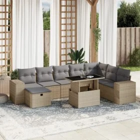 Set de sofás de jardín 9 pzas con cojines ratán sintético beige de , Conjuntos de jardín - Ref: Foro24-3275349, Precio: 619,2...