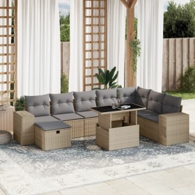 Set de sofás de jardín 9 pzas con cojines ratán sintético beige by , Garden sets - Ref: Foro24-3275349, Price: 587,90 €, Disc...