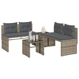 Set de sofás de jardín 4 pzas y cojines ratán sintético gris by , Garden sets - Ref: Foro24-4003880, Price: 286,90 €, Discoun...