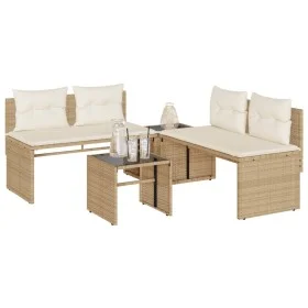 Juego de sofás jardín con cojines 4 pzas ratán sintético beige by , Garden sets - Ref: Foro24-4003882, Price: 286,90 €, Disco...