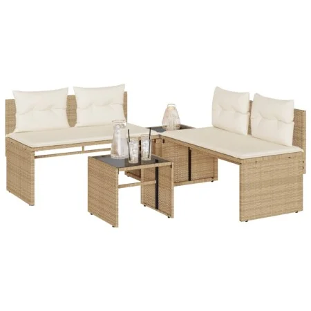 Juego de sofás jardín con cojines 4 pzas ratán sintético beige by , Garden sets - Ref: Foro24-4003882, Price: 286,90 €, Disco...