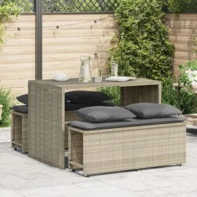 Set comedor de jardín 3 pzas cojines ratán sintético gris claro by , Garden sets - Ref: Foro24-4003907, Price: 246,04 €, Disc...