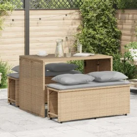 Set comedor de jardín 3 pzas con cojines ratán sintético beige by , Garden sets - Ref: Foro24-4003905, Price: 247,51 €, Disco...