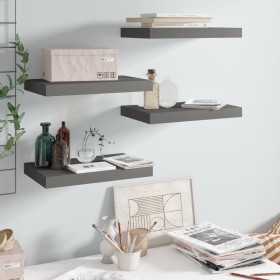 Floating wall shelves 4 pcs glossy gray MDF 40x23x3.8 cm by vidaXL, Shelves and shelves - Ref: Foro24-323786, Price: 41,59 €,...