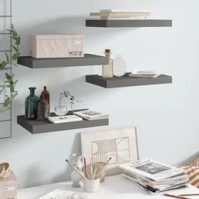 Floating wall shelves 4 pcs glossy gray MDF 40x23x3.8 cm by vidaXL, Shelves and shelves - Ref: Foro24-323786, Price: 40,93 €,...