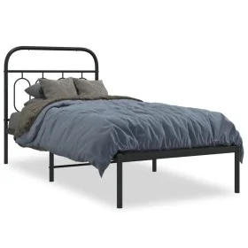 Bettgestell mit schwarzem Metallkopfteil 80x200 cm von , Betten und Lattenroste - Ref: Foro24-377108, Preis: 71,51 €, Rabatt: %