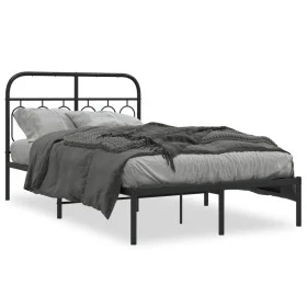 Bed frame with black metal headboard 120x200 cm by , Beds and slatted bases - Ref: Foro24-377115, Price: 108,48 €, Discount: %