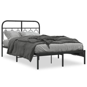 Bettgestell mit schwarzem Metall-Kopfteil 120x200 cm von , Betten und Lattenroste - Ref: Foro24-377115, Preis: 110,67 €, Raba...