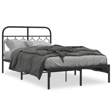 Bettgestell mit schwarzem Metall-Kopfteil 120x200 cm von , Betten und Lattenroste - Ref: Foro24-377115, Preis: 110,67 €, Raba...