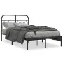 Bed frame with black metal headboard 120x200 cm by , Beds and slatted bases - Ref: Foro24-377115, Price: 108,48 €, Discount: %