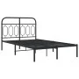 Estructura de cama con cabecero metal negro 120x200 cm de , Camas y somieres - Ref: Foro24-377115, Precio: 108,57 €, Descuent...