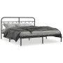 Bed frame with black metal headboard 160x200 cm by , Beds and slatted bases - Ref: Foro24-377120, Price: 126,74 €, Discount: %