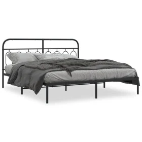 Bed frame with black metal headboard 183x213 cm by , Beds and slatted bases - Ref: Foro24-377122, Price: 112,63 €, Discount: %