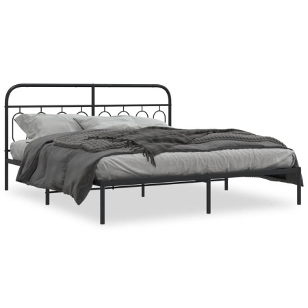 Bed frame with black metal headboard 183x213 cm by , Beds and slatted bases - Ref: Foro24-377122, Price: 113,82 €, Discount: %