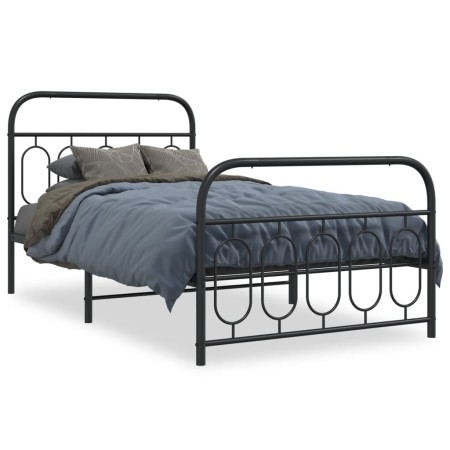 Bettgestell mit schwarzem Metallkopfteil und Fußteil 100x190cm von , Betten und Lattenroste - Ref: Foro24-377129, Preis: 76,0...