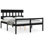 Double bed for seniors with black solid wood headboard by vidaXL, Beds and slatted bases - Ref: Foro24-3195425, Price: 153,25...