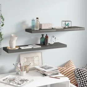 Floating wall shelves 2 units MDF glossy gray 90x23.5x3.8 cm by vidaXL, Shelves and shelves - Ref: Foro24-323797, Price: 38,8...