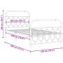 Bed frame with black metal headboard and footboard 100x190cm by , Beds and slatted bases - Ref: Foro24-377129, Price: 76,05 €...