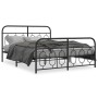 Bed frame with black metal headboard and footboard 135x190 cm by , Beds and slatted bases - Ref: Foro24-377134, Price: 118,89...