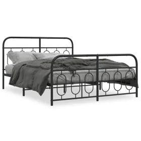 Bed frame with black metal headboard and footboard 140x200 cm by , Beds and slatted bases - Ref: Foro24-377136, Price: 141,18...