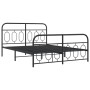 Bed frame with black metal headboard and footboard 140x200 cm by , Beds and slatted bases - Ref: Foro24-377136, Price: 143,58...