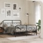 Bed frame with black metal headboard and footboard 140x200 cm by , Beds and slatted bases - Ref: Foro24-377136, Price: 143,58...