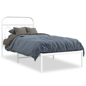 Metallbettgestell mit weißem Kopfteil 80x200 cm von , Betten und Lattenroste - Ref: Foro24-377157, Preis: 73,94 €, Rabatt: %