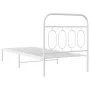 Metal bed frame with white headboard 80x200 cm by , Beds and slatted bases - Ref: Foro24-377157, Price: 72,81 €, Discount: %
