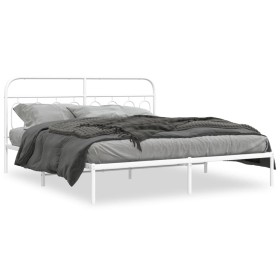 Bettgestell mit weißem Metall-Kopfteil 160x200 cm von , Betten und Lattenroste - Ref: Foro24-377169, Preis: 105,31 €, Rabatt: %