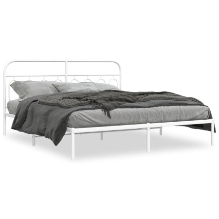 Bettgestell mit weißem Metall-Kopfteil 160x200 cm von , Betten und Lattenroste - Ref: Foro24-377169, Preis: 105,31 €, Rabatt: %