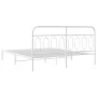 Estructura de cama con cabecero metal blanca 160x200 cm de , Camas y somieres - Ref: Foro24-377169, Precio: 101,26 €, Descuen...