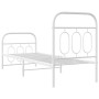 Metal bed frame with white headboard and footboard 75x190 cm by , Beds and slatted bases - Ref: Foro24-377174, Price: 65,98 €...