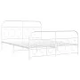 Metal bed frame with white headboard and footboard 135x190 cm by , Beds and slatted bases - Ref: Foro24-377183, Price: 106,01...