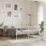 Metal bed frame with white headboard and footboard 135x190 cm by , Beds and slatted bases - Ref: Foro24-377183, Price: 106,01...