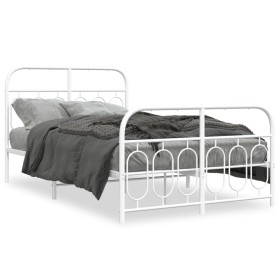 Estructura cama metal con cabecero y estribo blanco 120x190 cm de , Camas y somieres - Ref: Foro24-377181, Precio: 118,23 €, ...